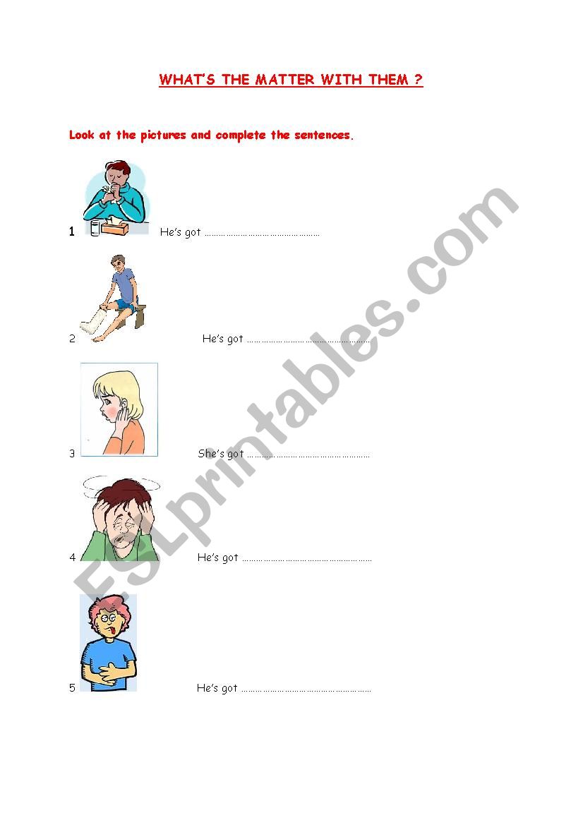 WHATS THE MATTER WITH THEM? worksheet