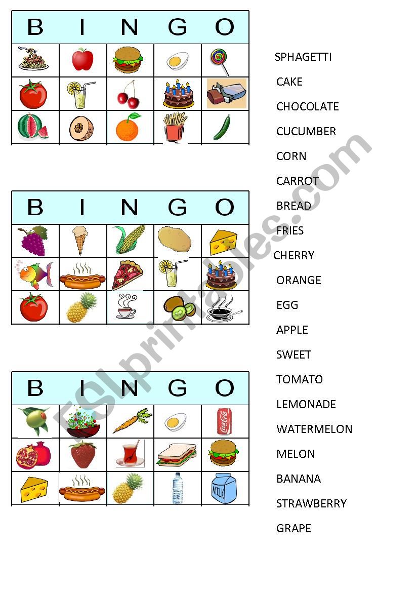 food and drink worksheet