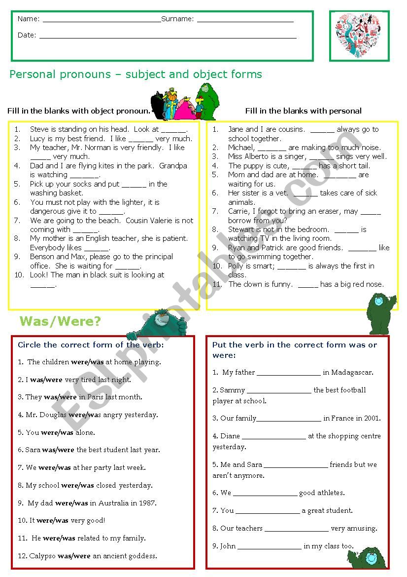 Revisions for 6th grade worksheet