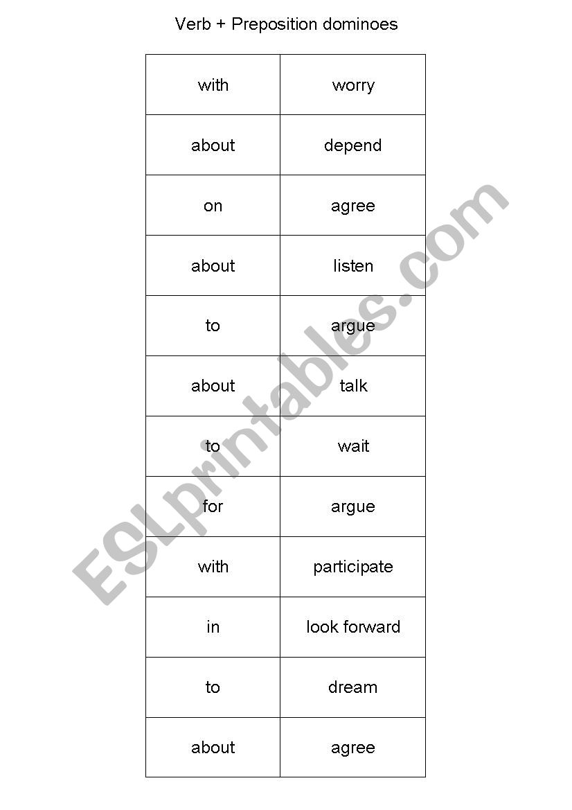 Domino Game: Verb + Preposition 