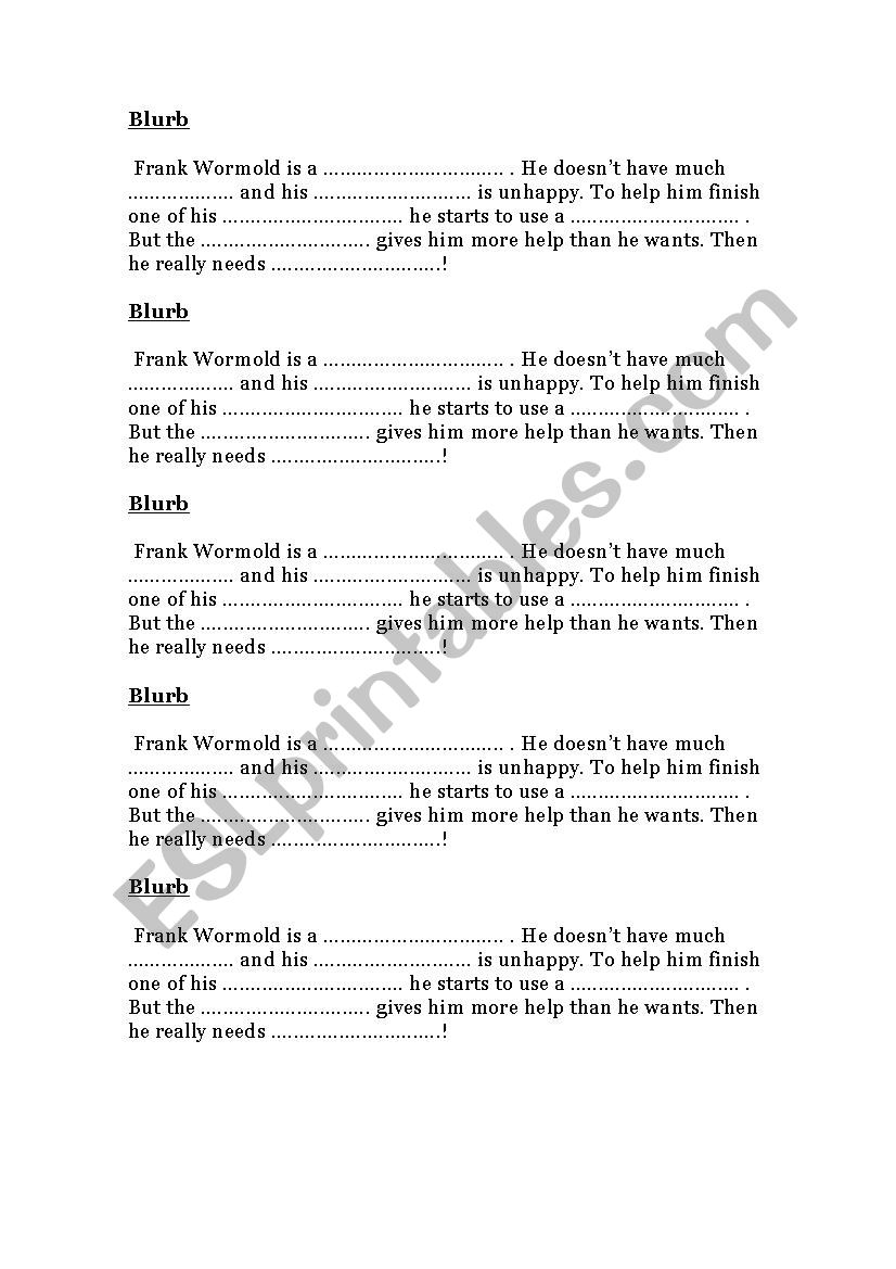 Help Blurb worksheet