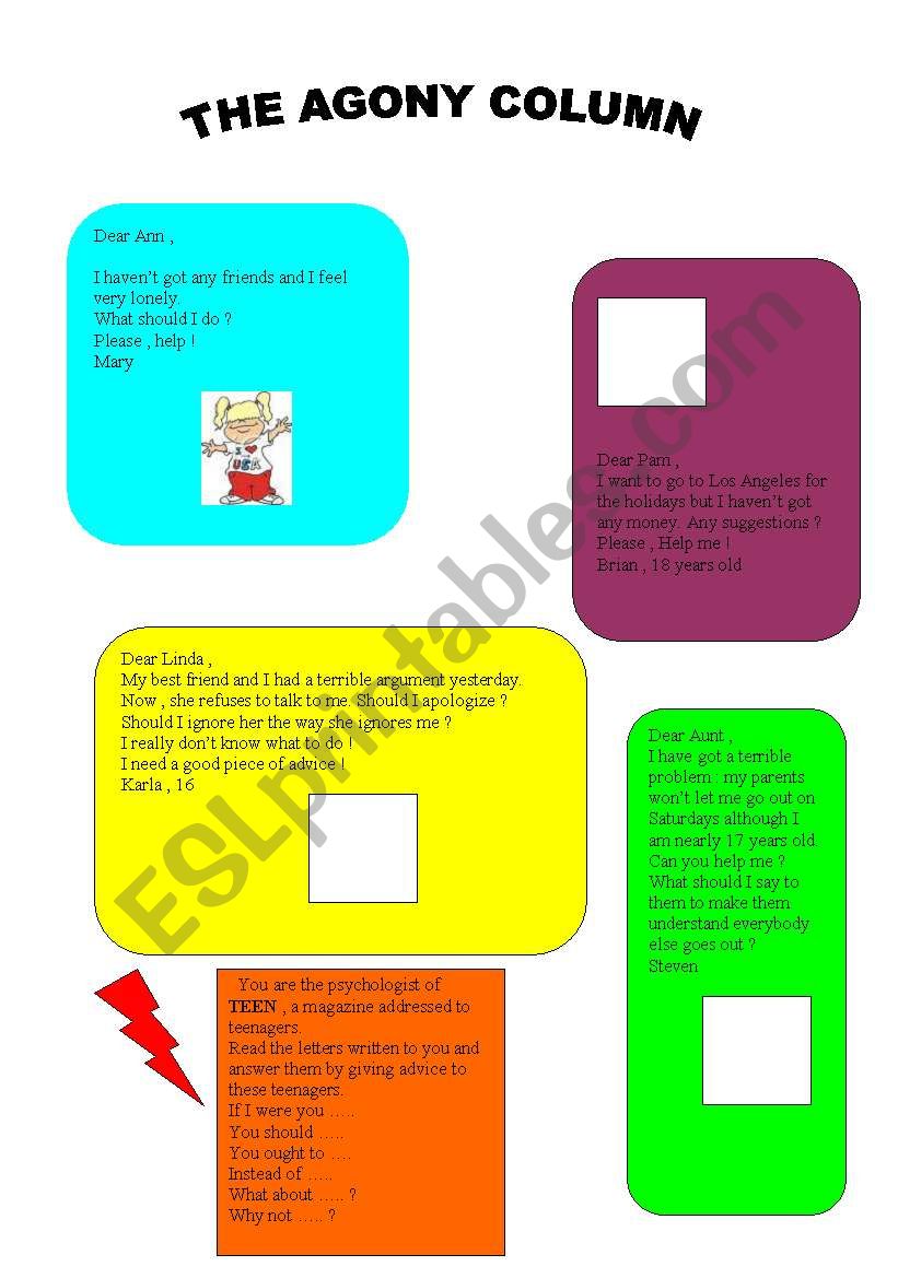 the agony column worksheet