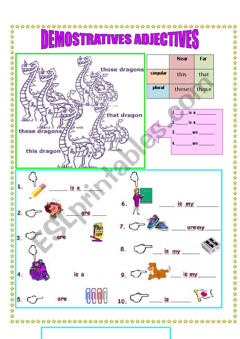 DEMOSTRATIVE ADJECTIVES worksheet