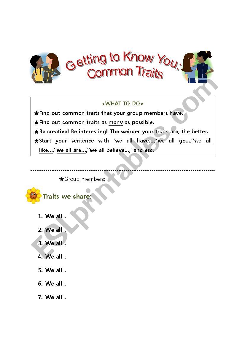 Ice-braking worksheet worksheet