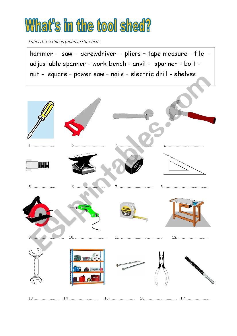 tool worksheet