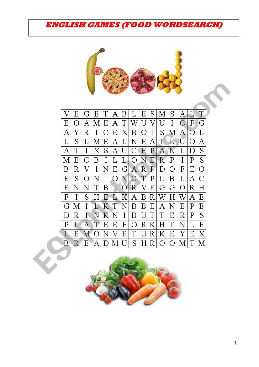 FOOD WORDSEARCH worksheet