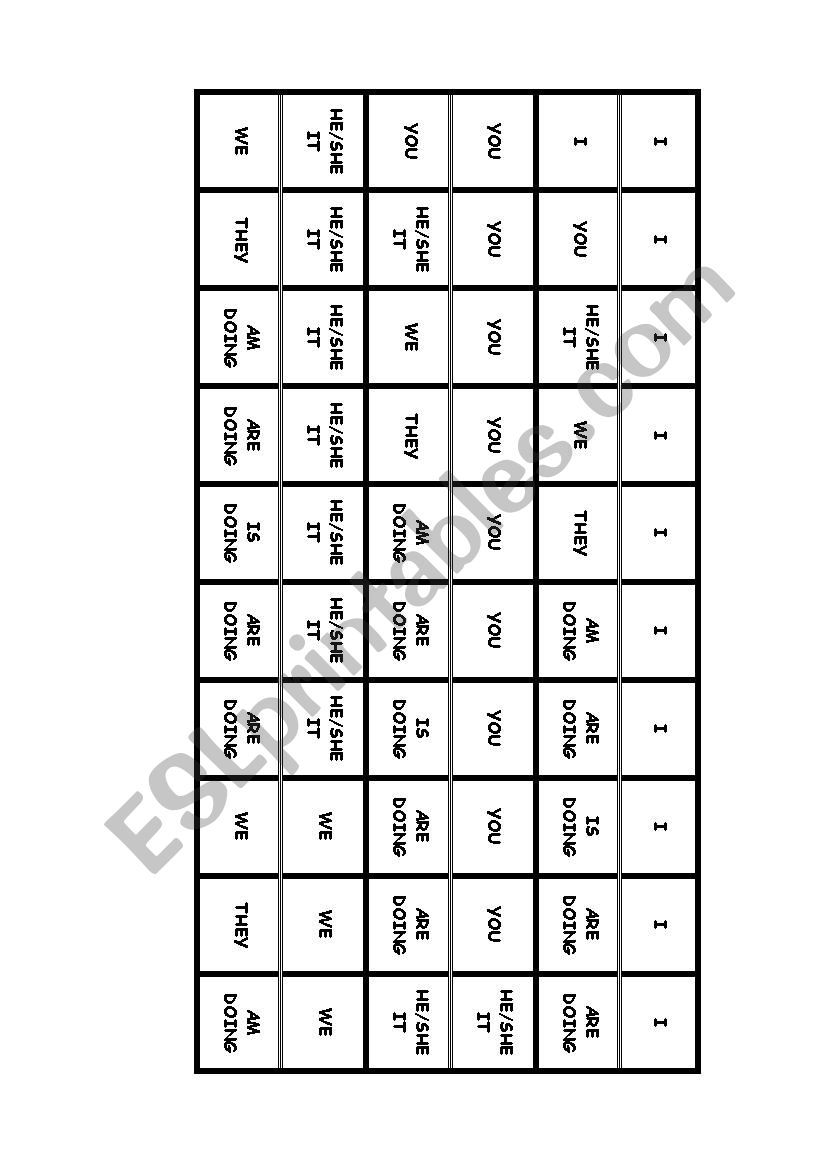 Domino present continuous worksheet