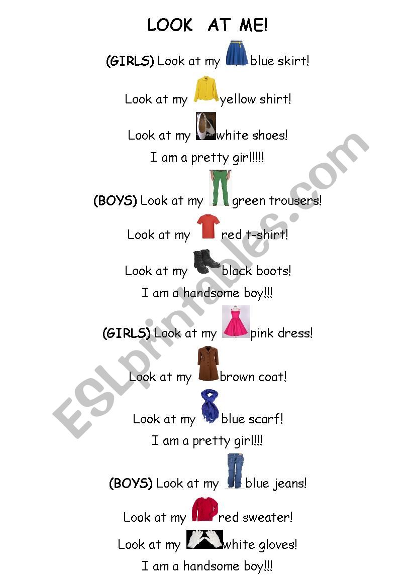 Look at me! Song worksheet