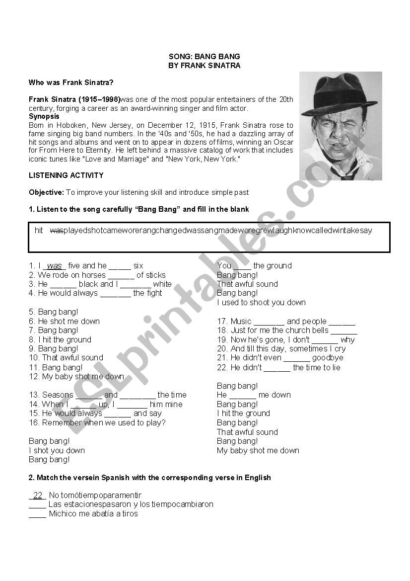 Frank Sinatra Song worksheet