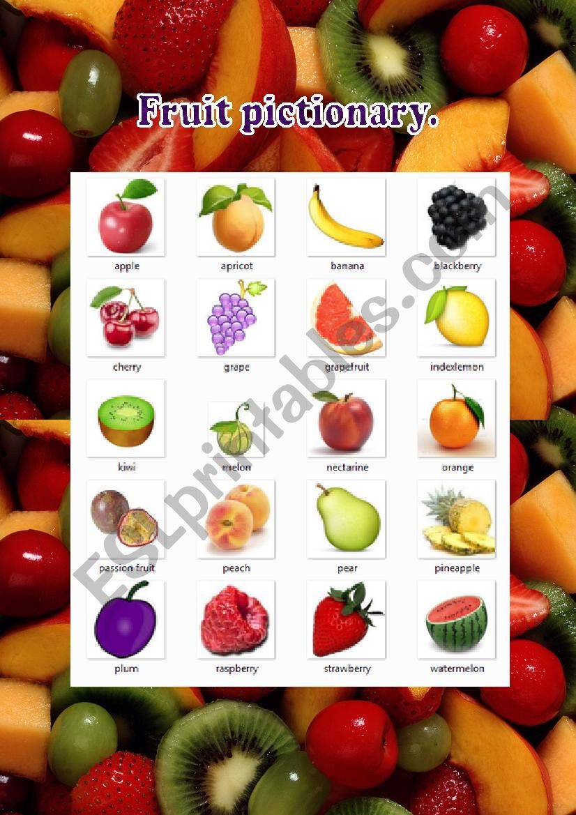 Fruit pictionary. worksheet