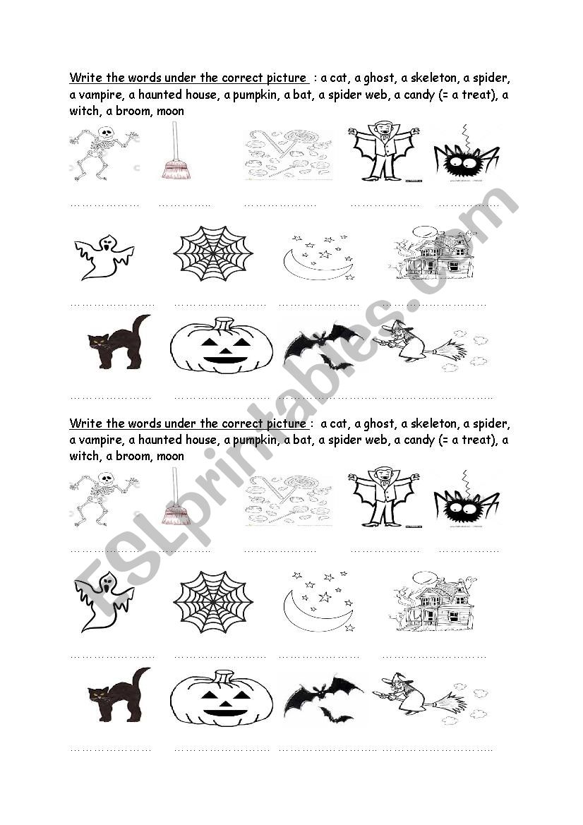 Halloween vocabulary match exercise