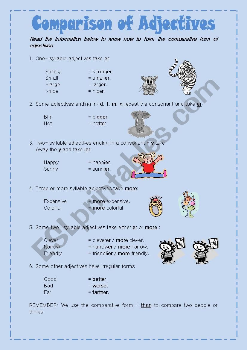 comparative form worksheet