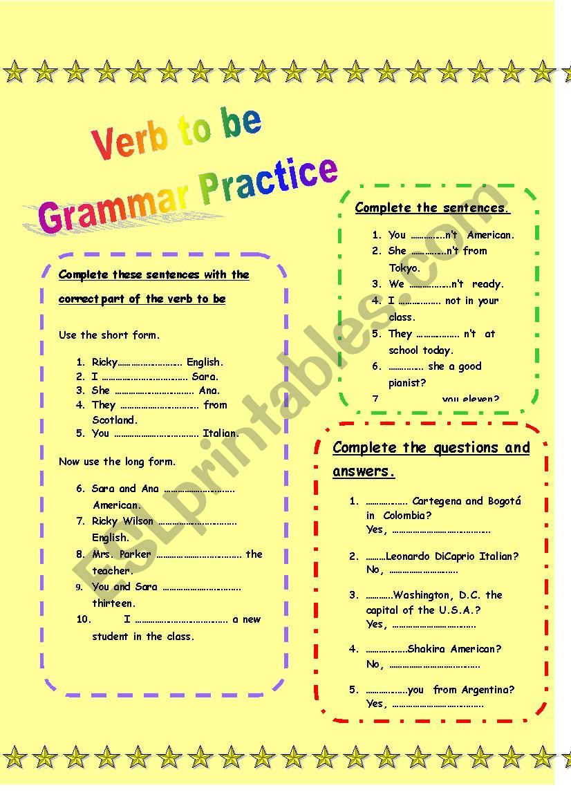 Verb to be - Grammar Practice worksheet