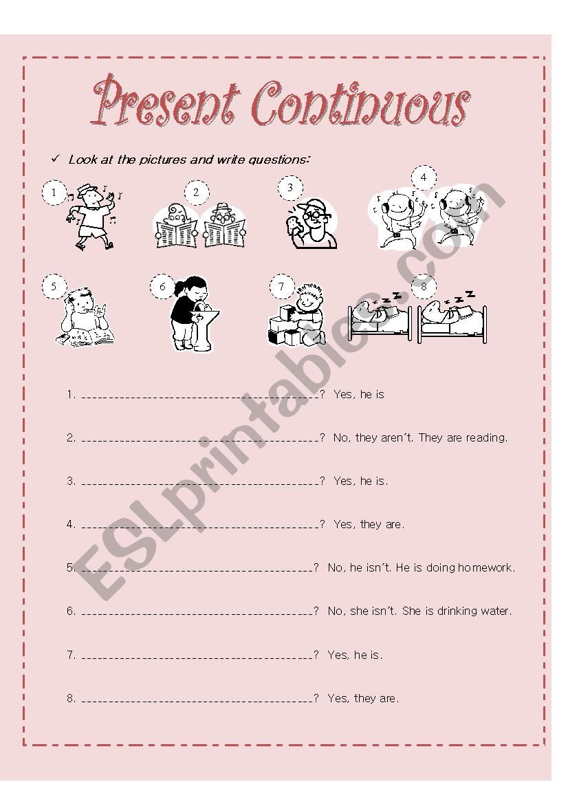 present continuous worksheet