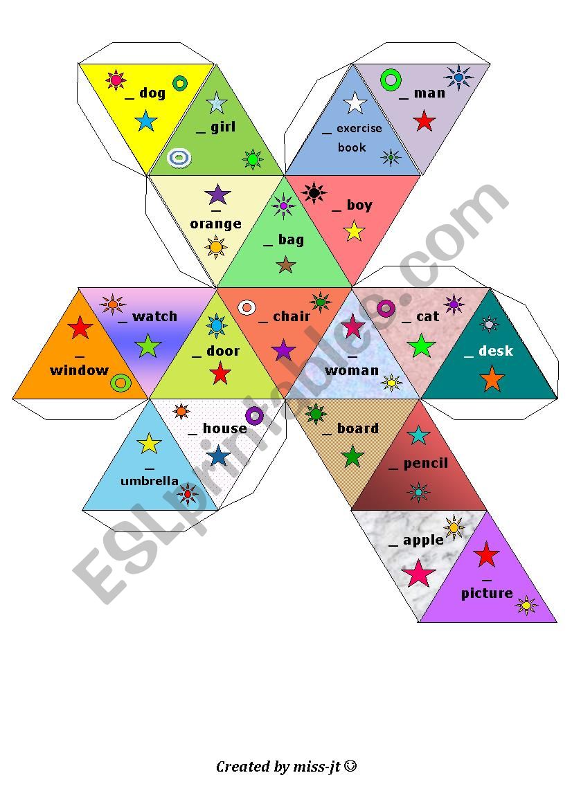 ARTICLES A-AN (dice)  worksheet