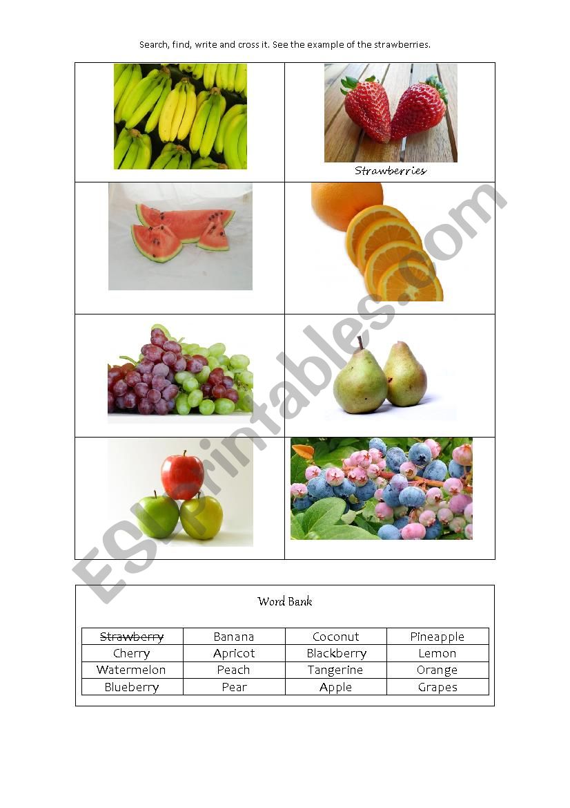 Fruits worksheet