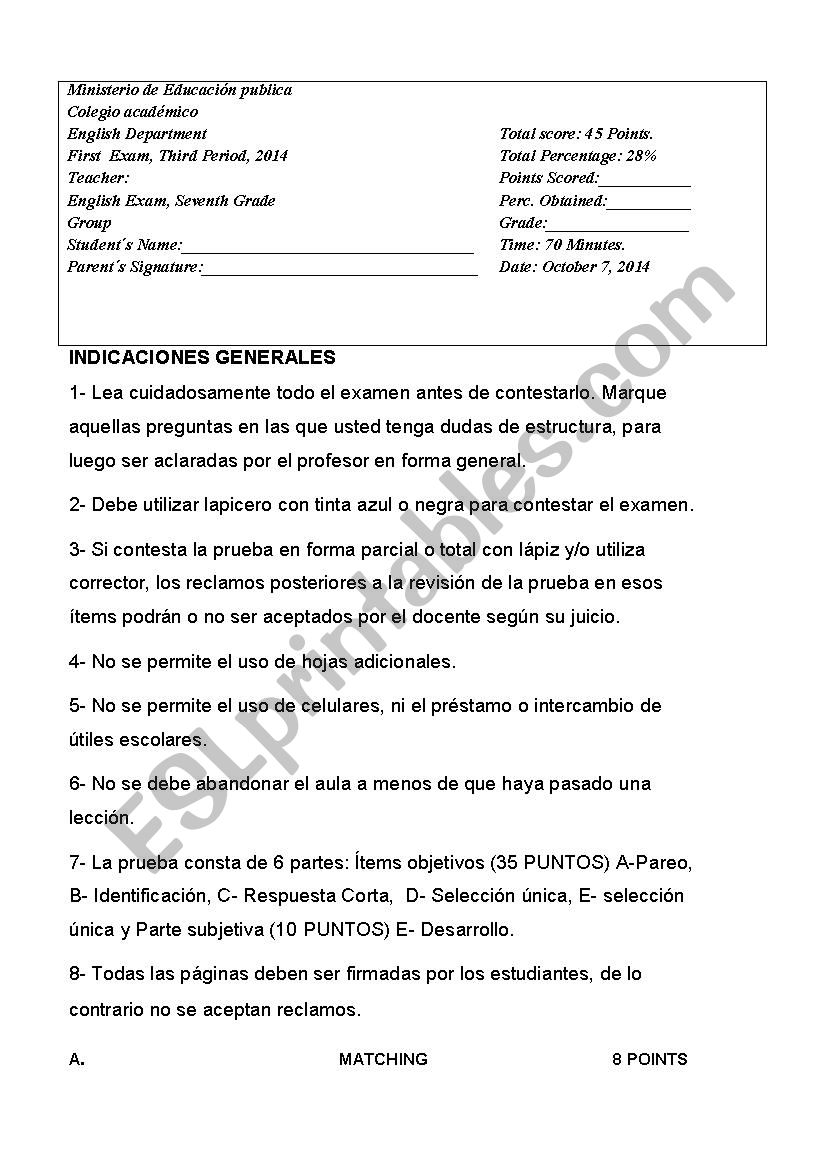describing of something worksheet