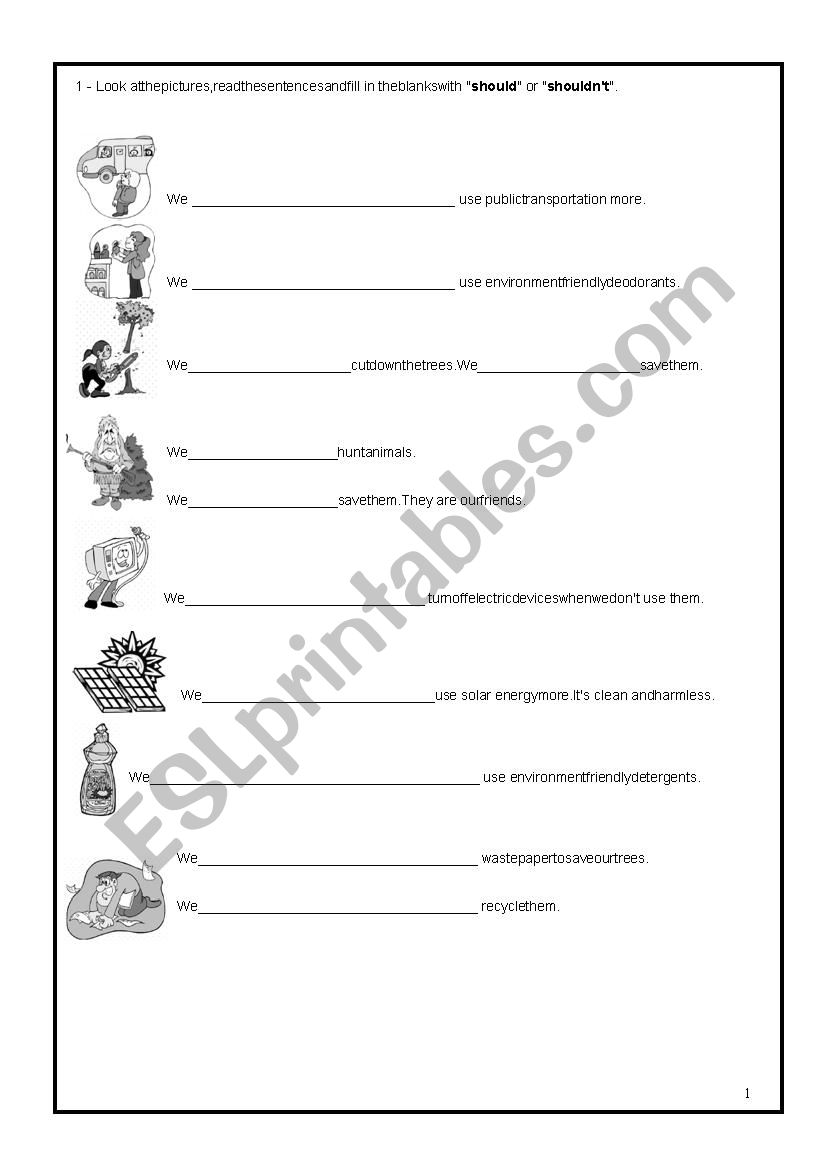 Should and Should not worksheet