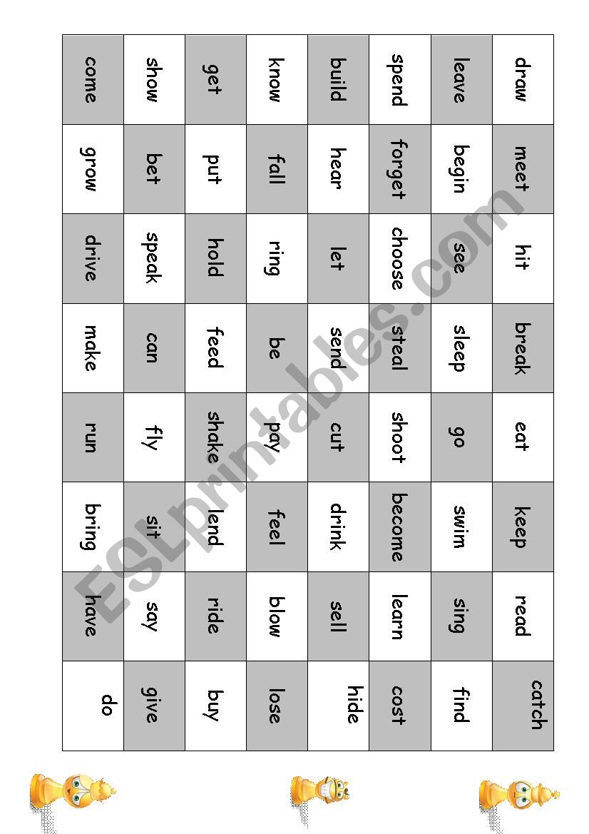 irregular verb checkers worksheet