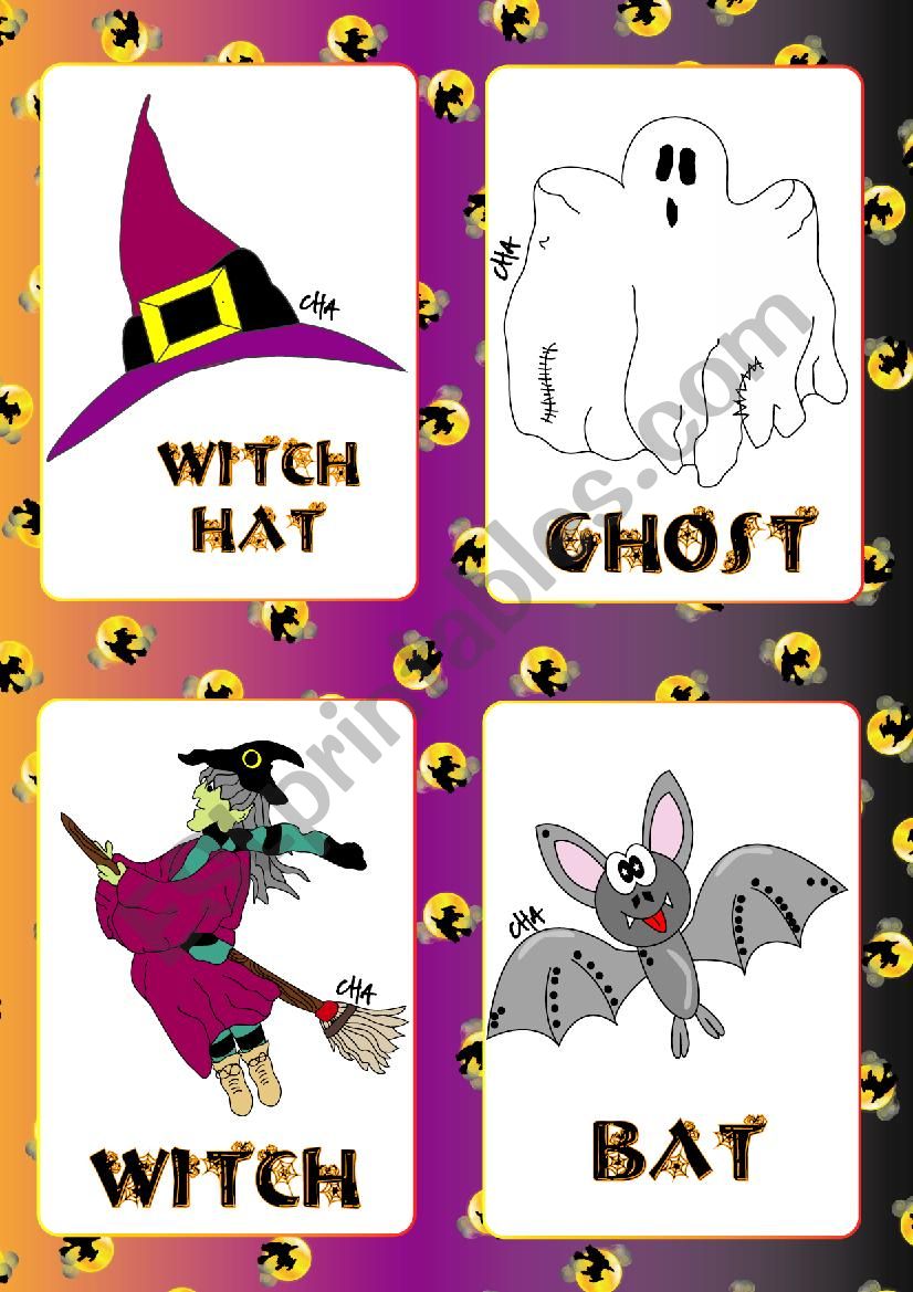 Halloween FLASHCARDS 1 5 ESL worksheet by Chadelel