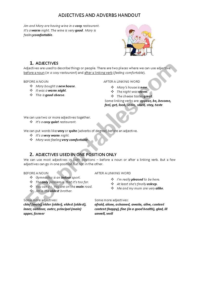 Adjectives and Adverbs worksheet