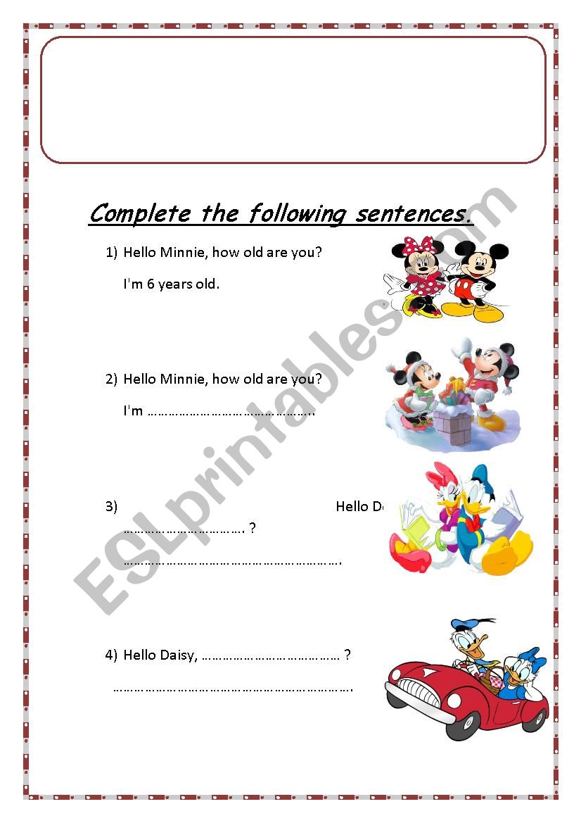 How old are you? worksheet