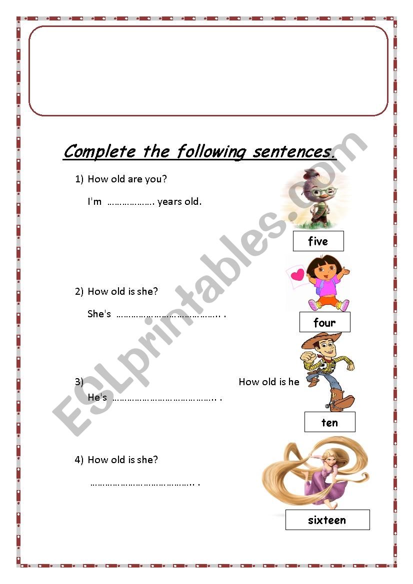 How old are you? 2 worksheet