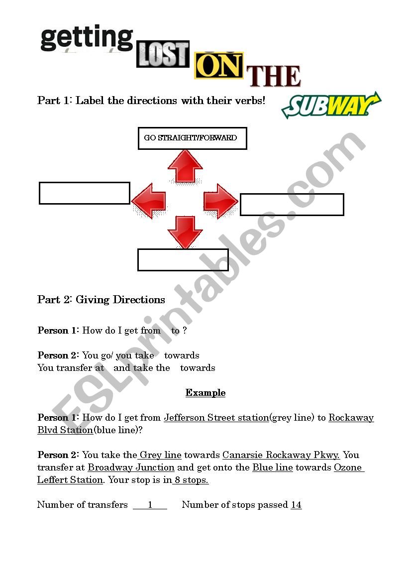 Getting Lost on the Subway! worksheet