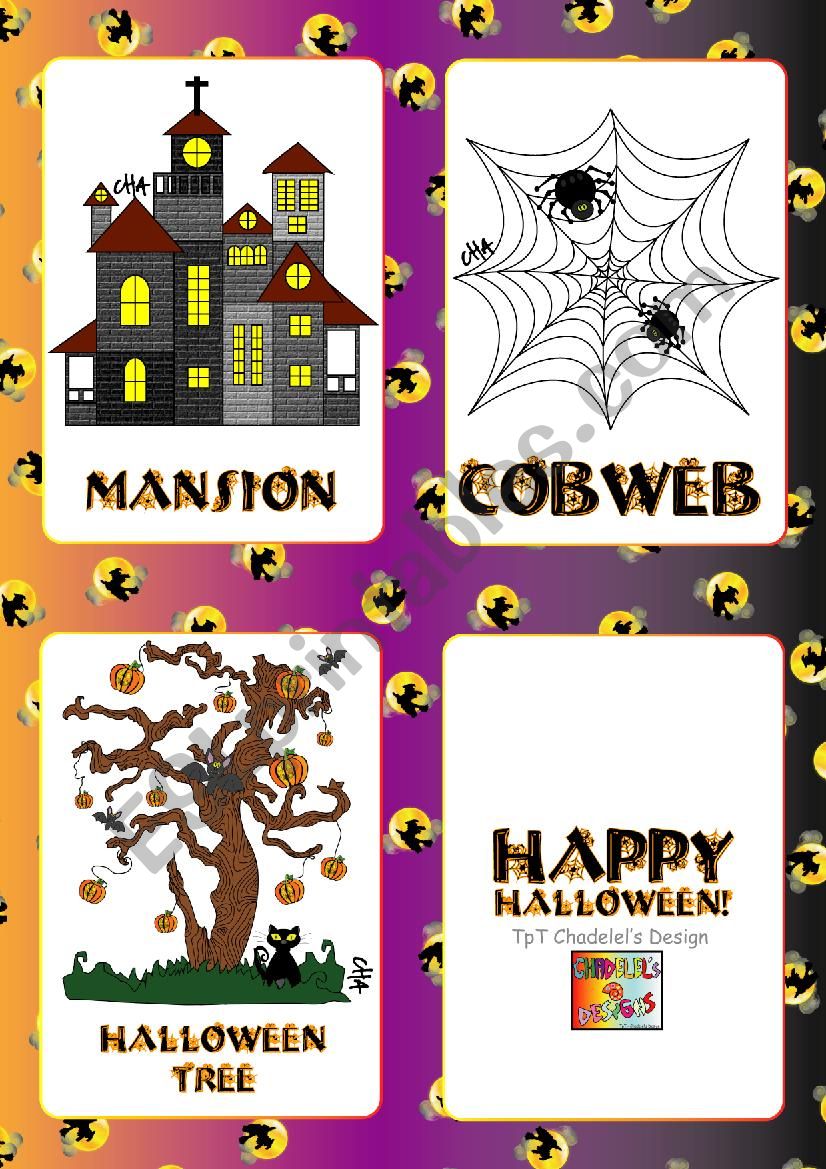 Halloween FLASHCARDS 5 - 5 worksheet