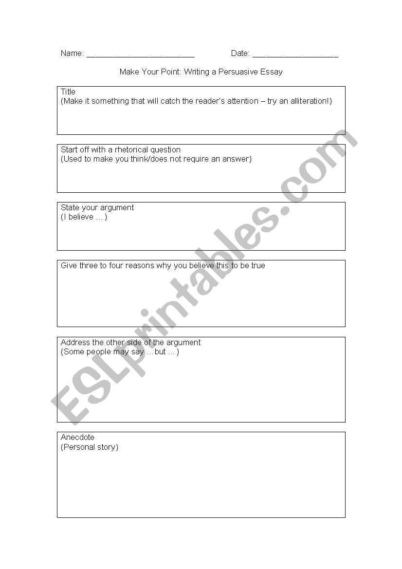 persuasive writing frame worksheet