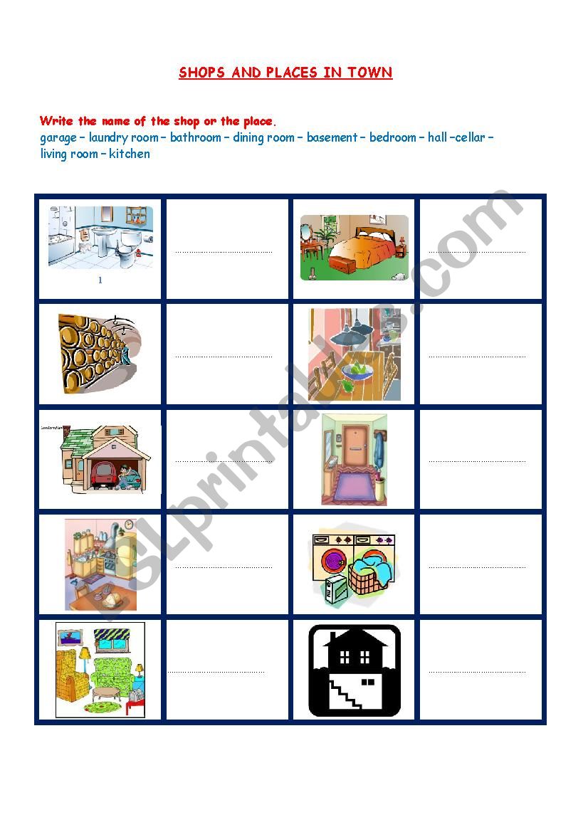 ROOMS IN THE HOUSE worksheet