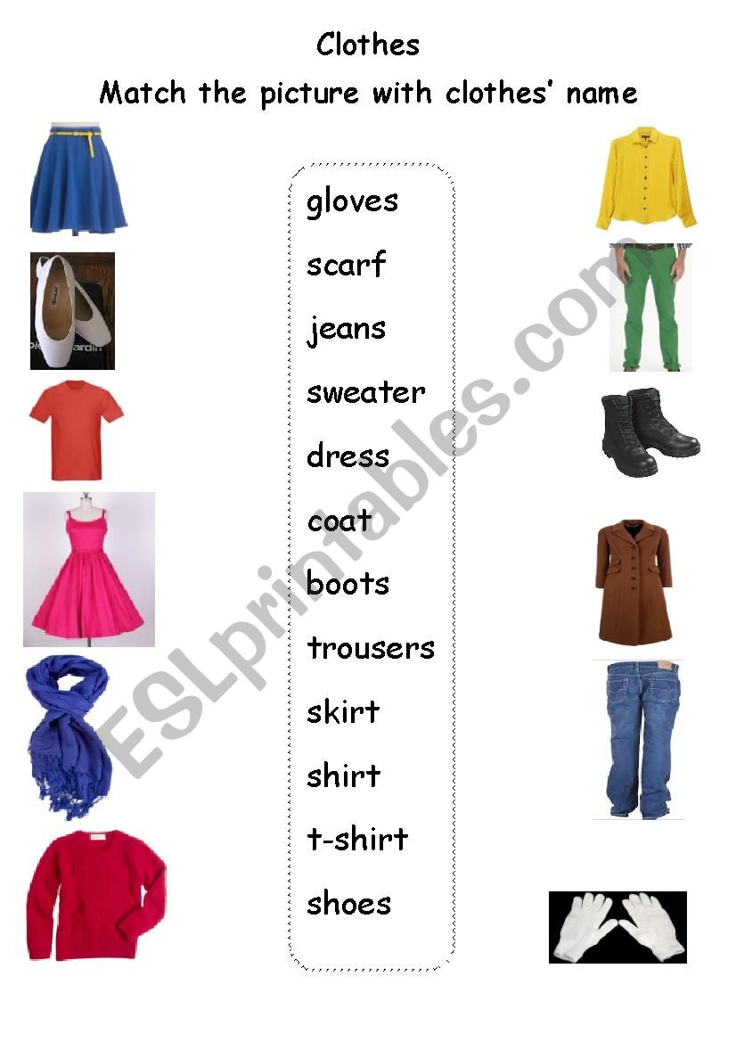 Clothes worksheet - ESL worksheet by cristinacampillo