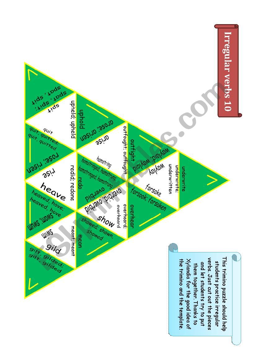 Trimino - Irregular verbs game (part 10)