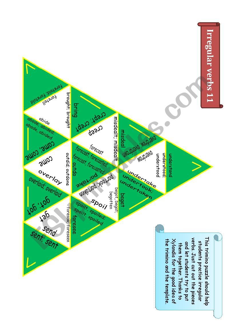 Trimino - Irregular verbs game (part 11)