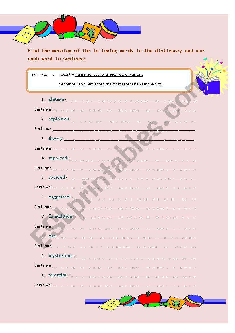 Vocabulary Review worksheet