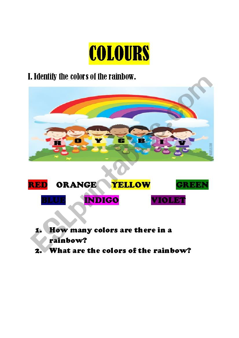 Colours worksheet