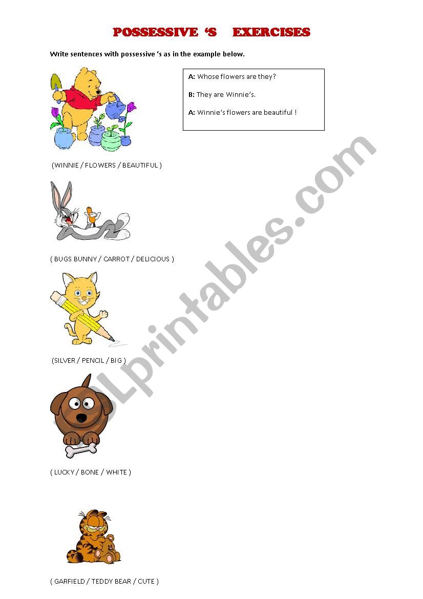 Possessive Â´s worksheet