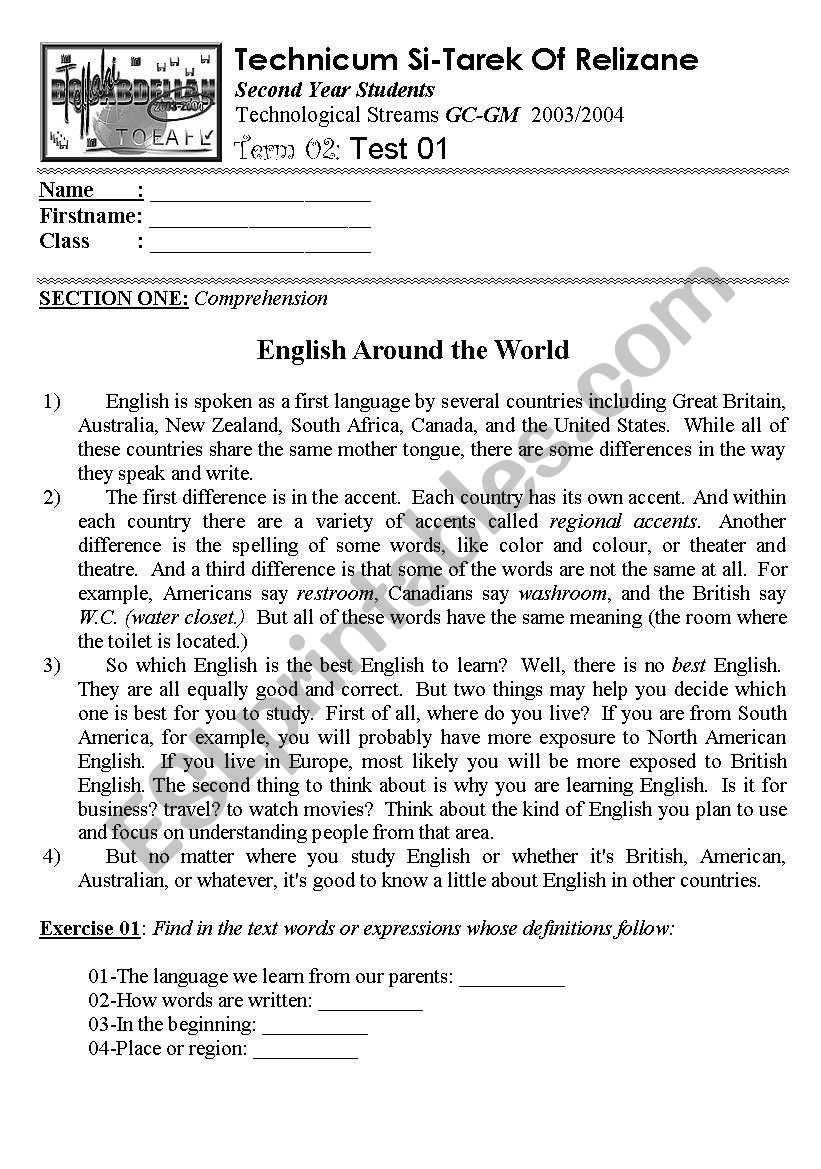 English Around the World V1 (Author-Bouabdellah)
