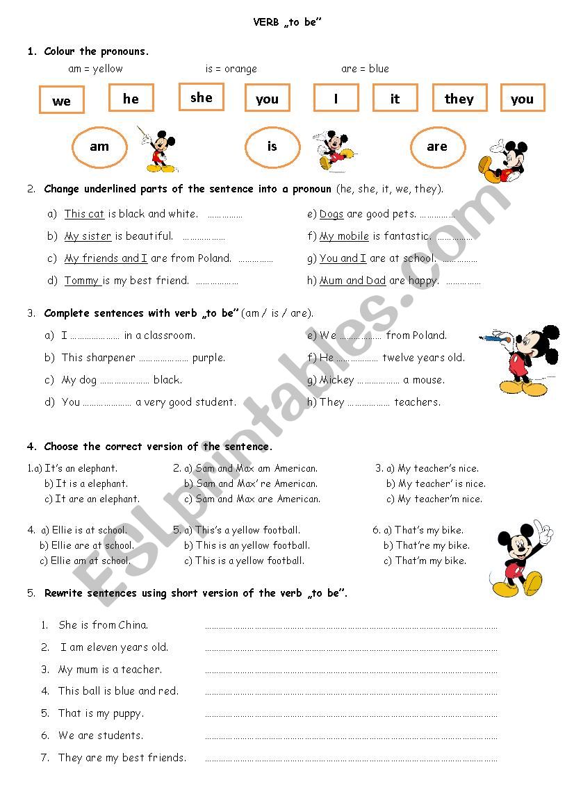 verb TO BE worksheet