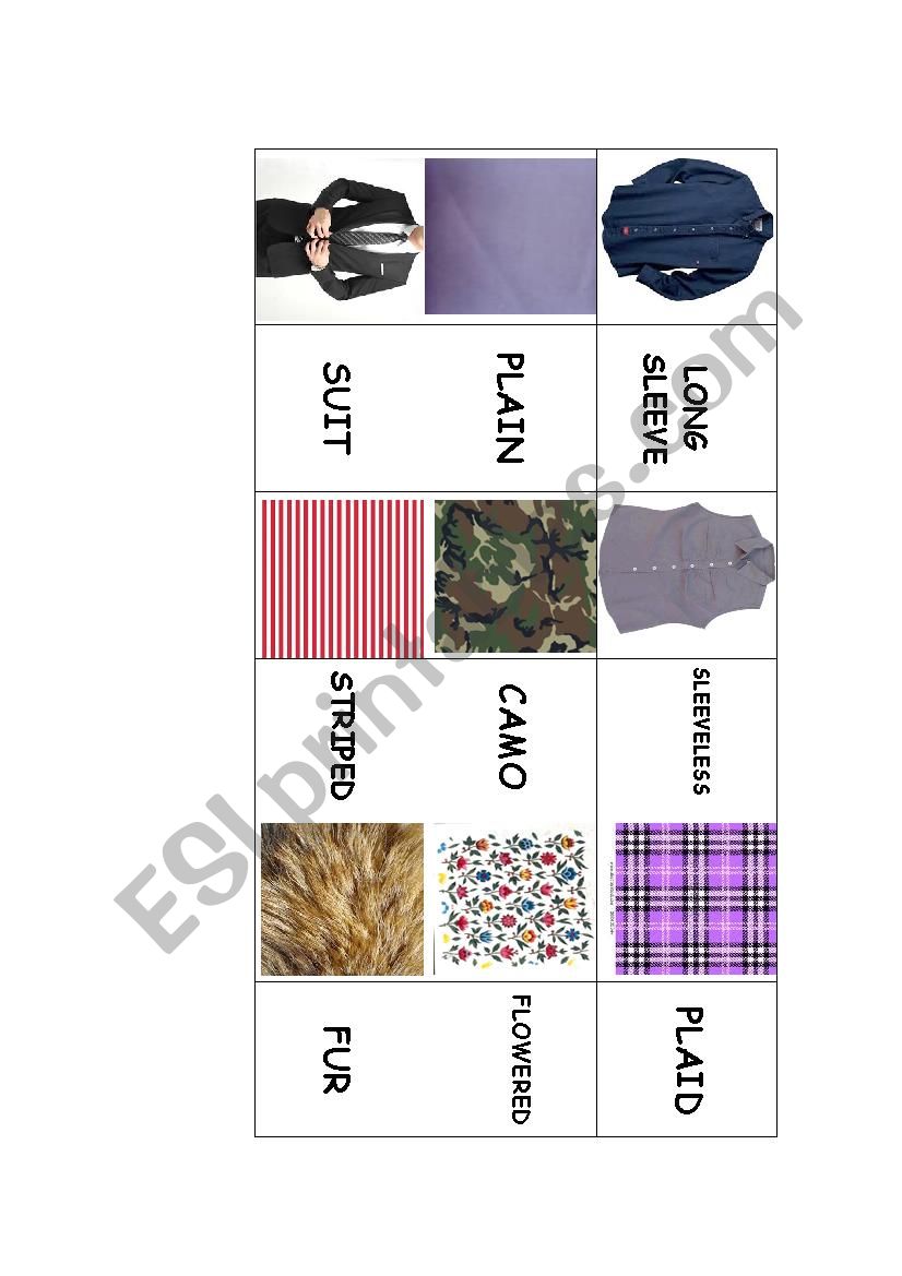 CLOTHES MEMORY GAME worksheet