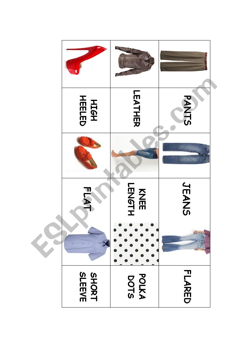 CLOTHES MEMORY GAME III worksheet