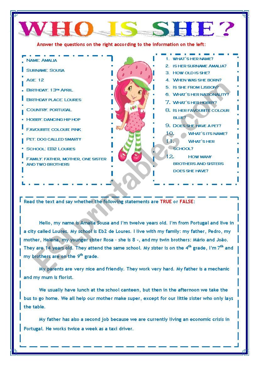 WHO IS SHE? worksheet