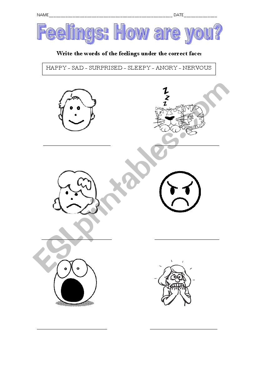 feelings-emotions worksheet