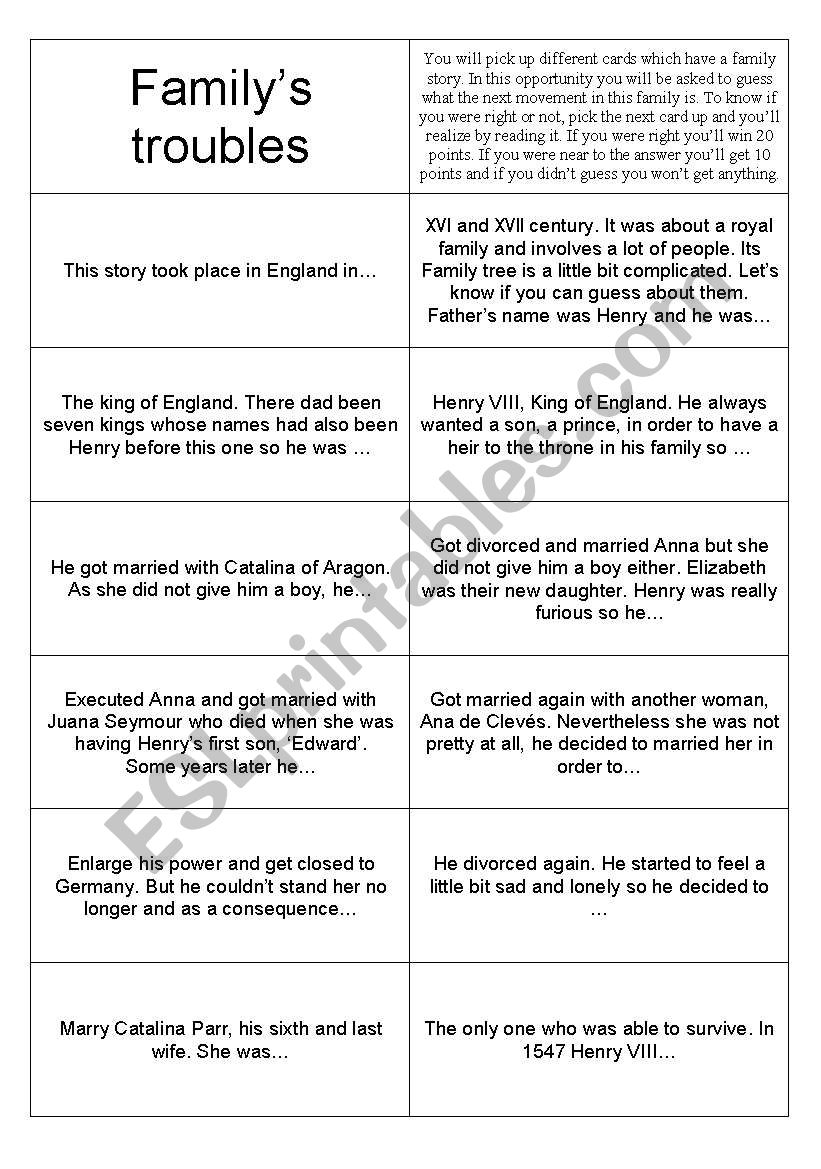 Familys Tudor worksheet