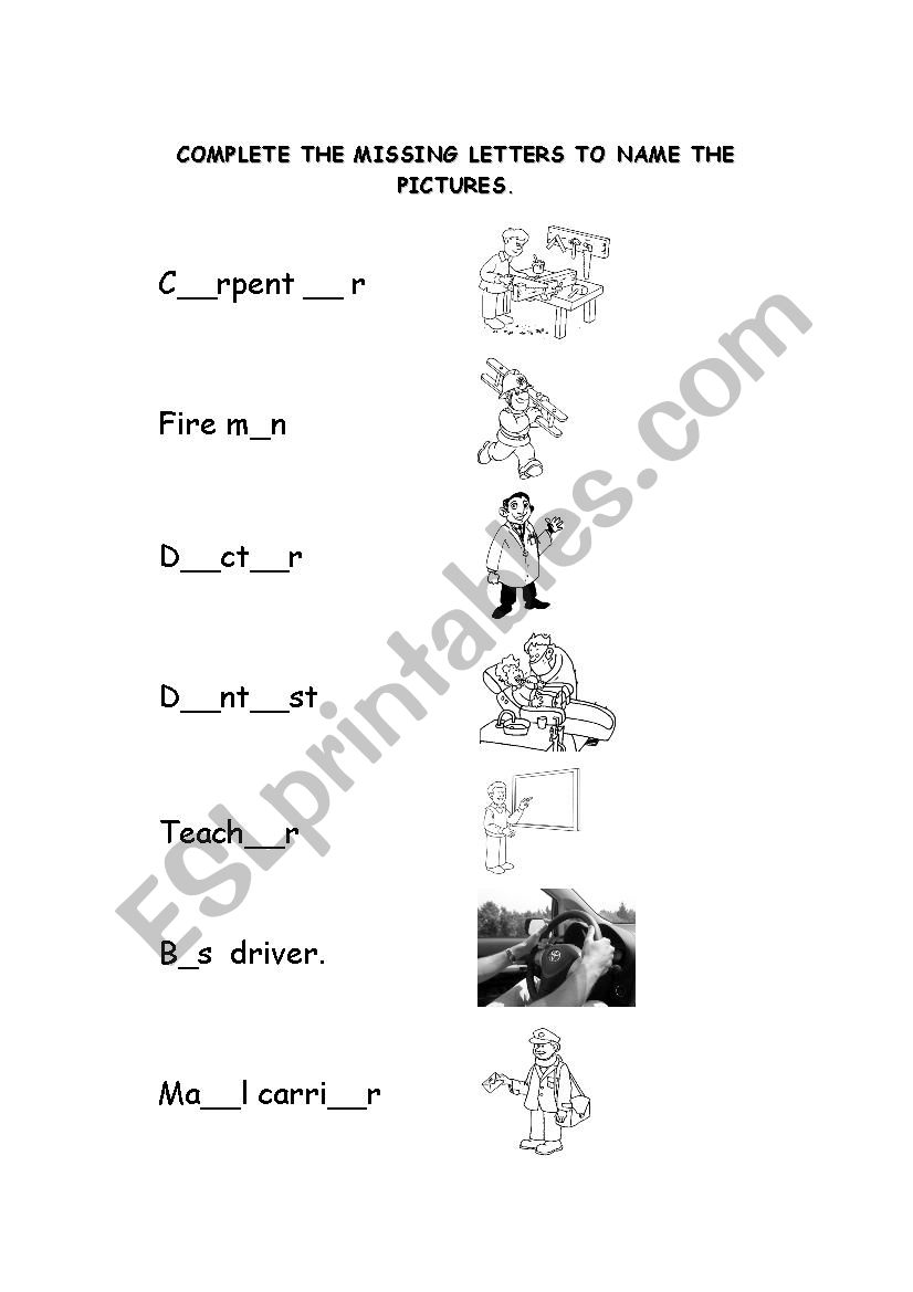 Occupations worksheet
