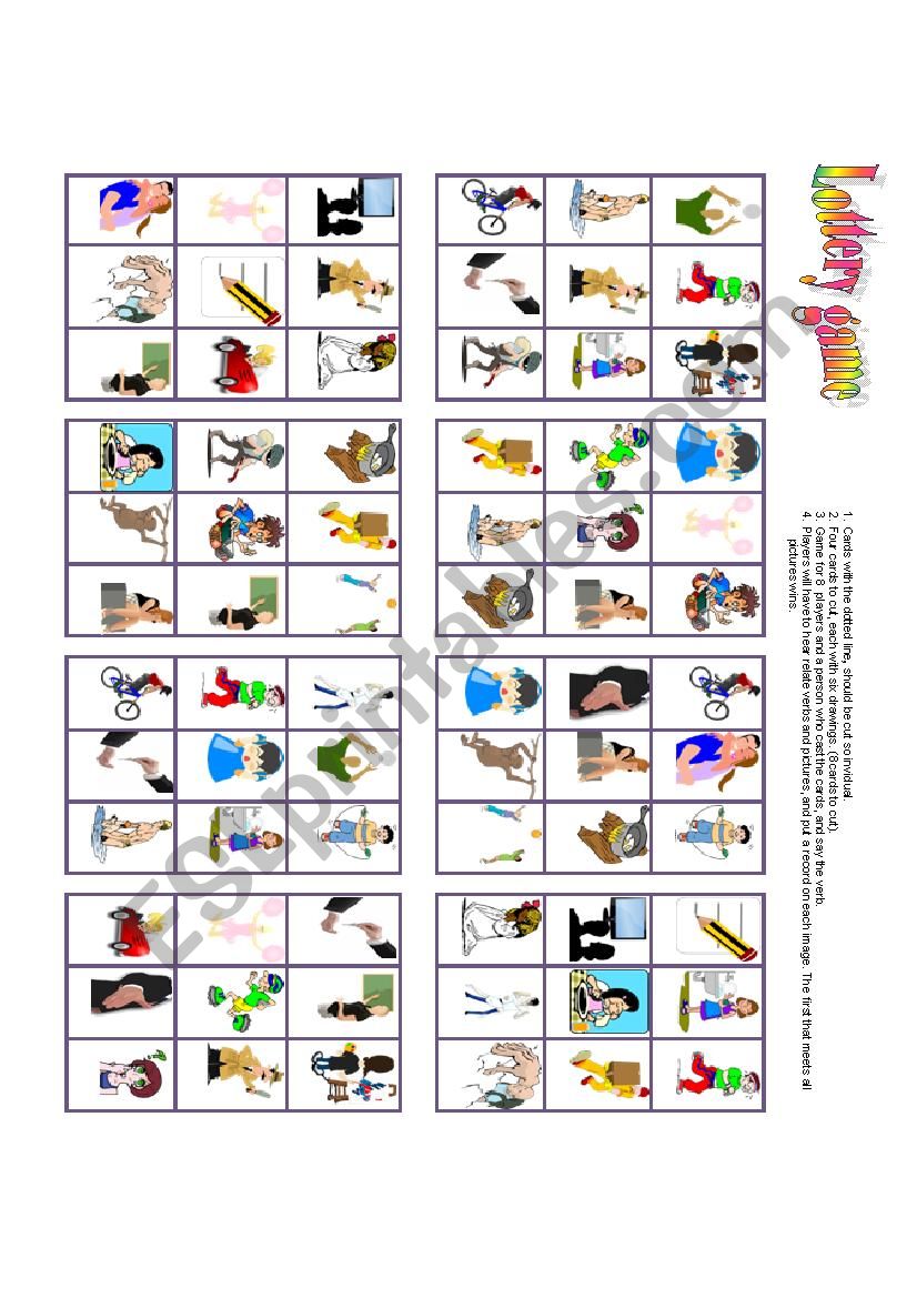 lottery game verbs worksheet