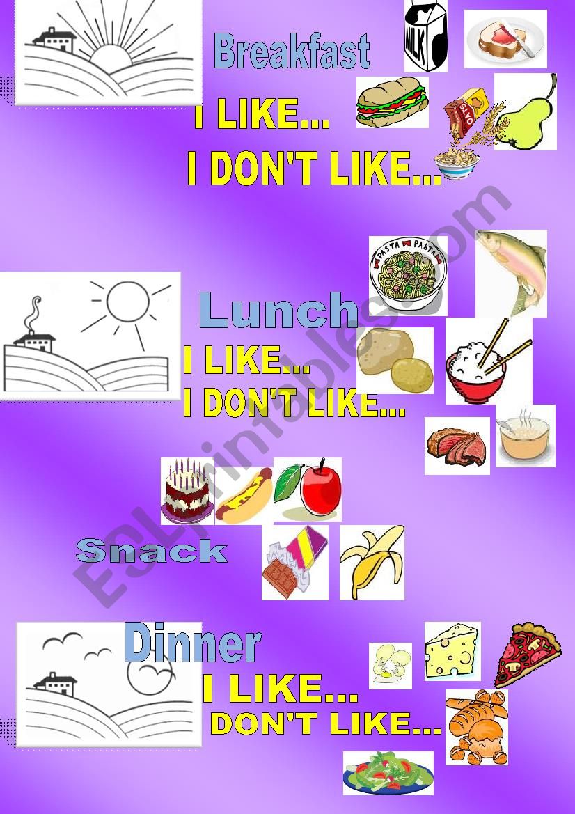 Food with simple expressions worksheet