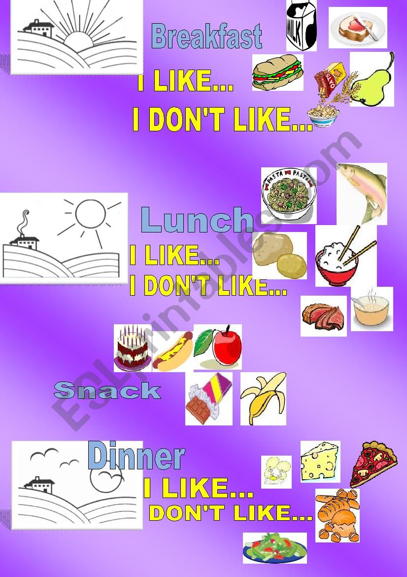 Food with simple expressions worksheet