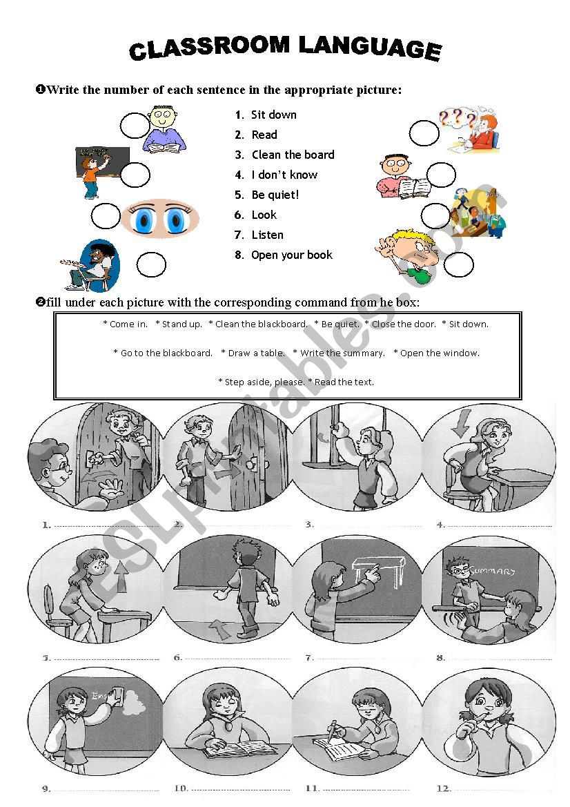 classroom language worksheet