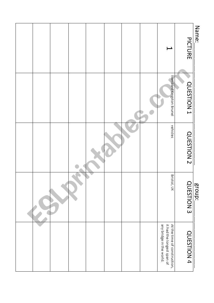 identify bridges worksheet